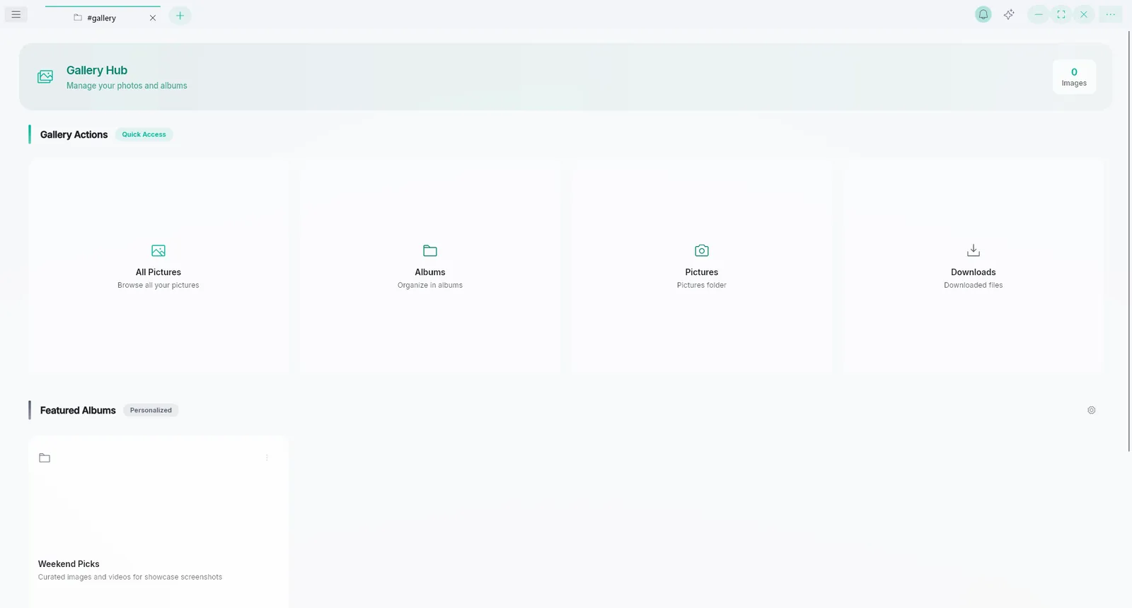Gallery Hub screen