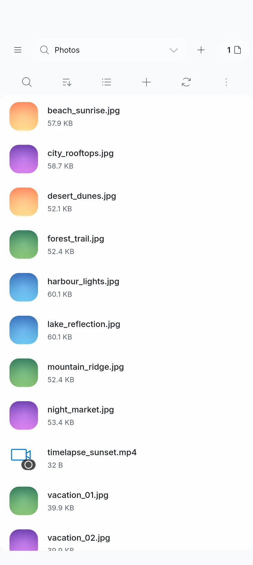 CB File Hub Android file browsing screen